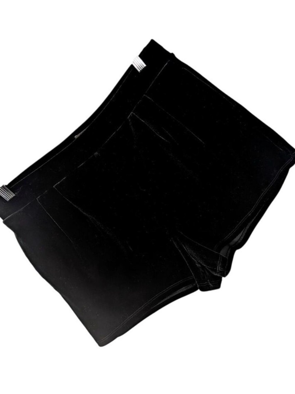 NWOT! EXPRESS RICH BLACK STRETCH VELVET, PLEATED FRONT MINI SHORTS SZ M